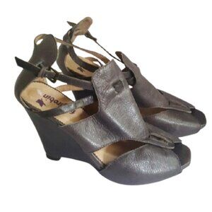 FarylRobin for Anthropologie peep toes cut out wedge heels sandals